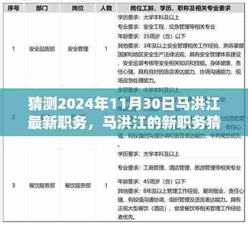 未来之家篇章揭晓，马洪江新职务猜想与职务展望，温馨篇章揭晓于2024年11月30日