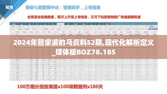 2024年管家婆的马资料52期,现代化解析定义_媒体版BOZ78.185