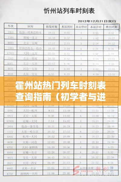 霍州站列车时刻表查询指南,适用于初学者与进阶用户(2024年12月2日版)