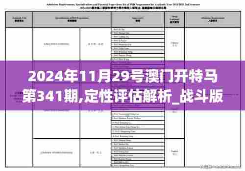 2024年11月29号澳门开特马第341期,定性评估解析_战斗版6.879