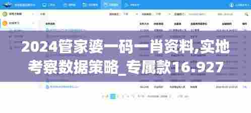2024管家婆一码一肖资料,实地考察数据策略_专属款16.927