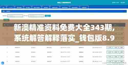 新澳精准资料免费大全343期,系统解答解释落实_钱包版8.979