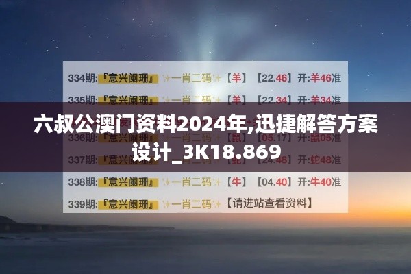 六叔公澳门资料2024年,迅捷解答方案设计_3K18.869