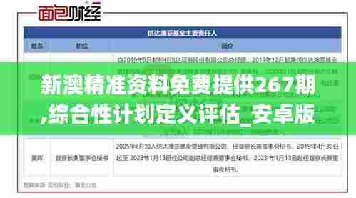 新澳精准资料免费提供267期,综合性计划定义评估_安卓版1.437
