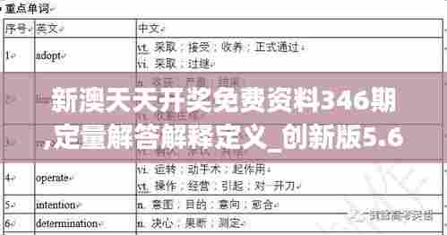 新澳天天开奖免费资料346期,定量解答解释定义_创新版5.603