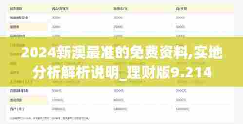 2024新澳最准的免费资料,实地分析解析说明_理财版9.214