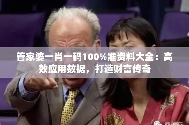 管家婆一肖一码100%准资料大全:高效应用数据,打造财富传奇