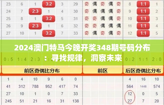 2024澳门特马今晚开奖348期号码分布:寻找规律,洞察未来