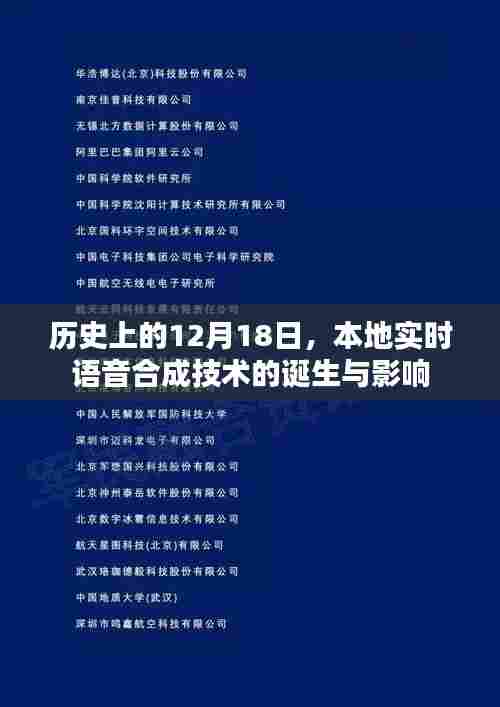 实时语音合成技术的诞生,历史影响与回顾,本地技术发展的里程碑