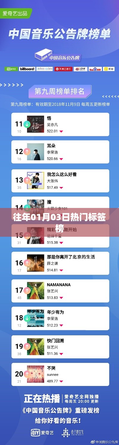 热门标签榜概览，历年一月三日动态盘点