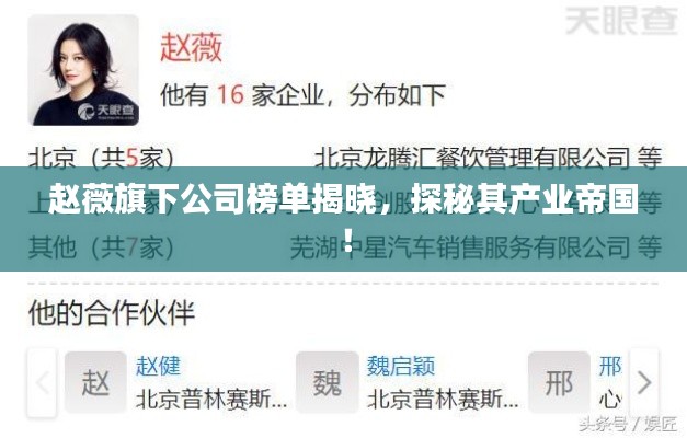 赵薇旗下公司榜单揭晓,探秘其产业帝国!