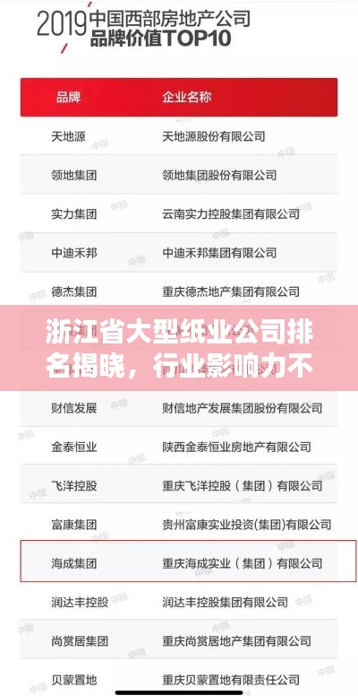 浙江省大型纸业公司排名揭晓,行业影响力不容小觑