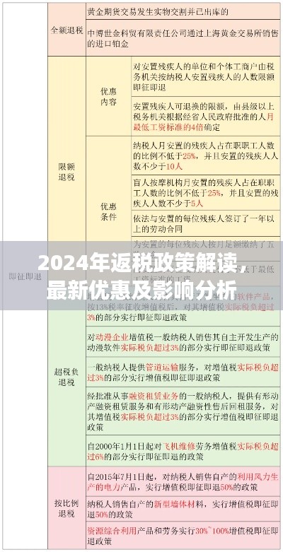 2024年返税政策解读，最新优惠及影响分析