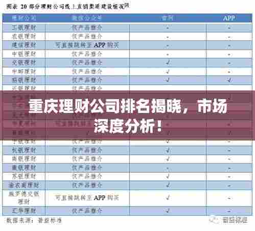 重庆理财公司排名揭晓，市场深度分析！