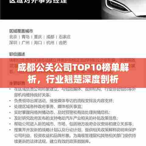 成都公关公司TOP10榜单解析,行业翘楚深度剖析