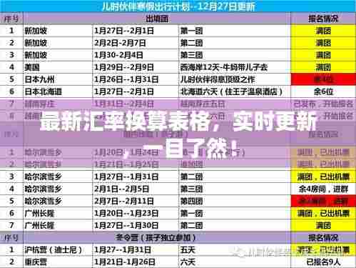 最新汇率换算表格，实时更新，一目了然！